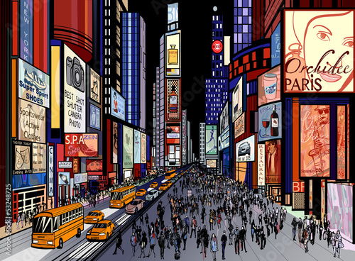 Board z aluminiowym obramowaniem Nowy Jork - nocny widok na times square