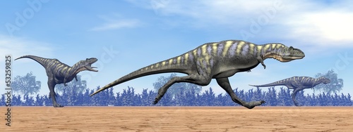 Naklejka samoprzylepna Dinozaury aucasaurus działa - 3d render