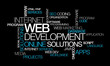 Web development online solutions word tag cloud illustration