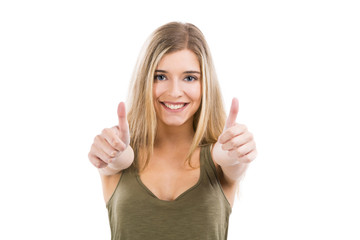 Sticker - Beautiful woman with thumbs up