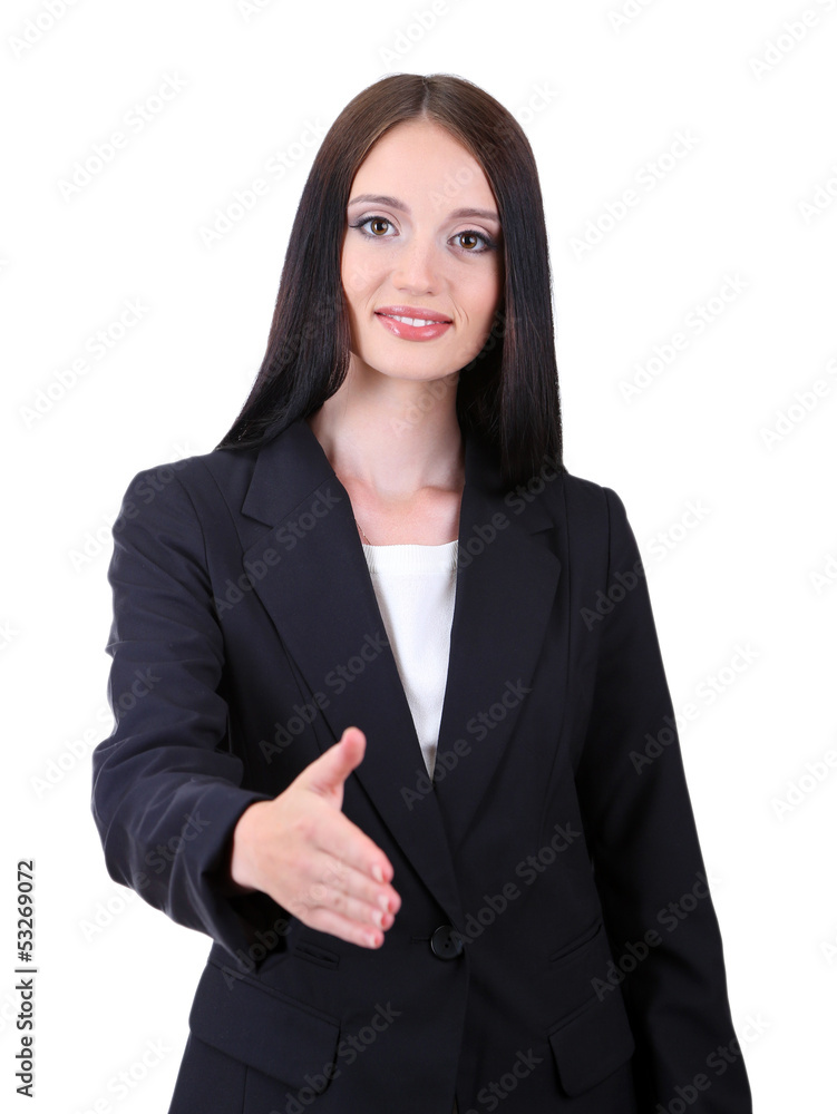 Young business woman, isolated on white