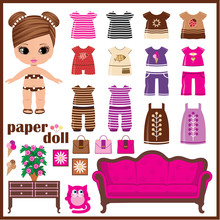 Paper Doll With Clothes Set.