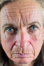 Old Wrinkled Woman Closeup