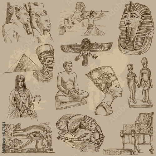 Obraz w ramie Egyptian collection - hand drawings into vector set