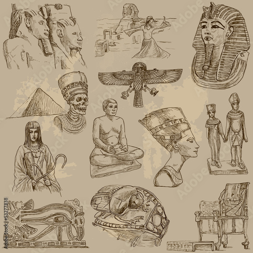 Naklejka ścienna Egyptian collection - hand drawings into vector set