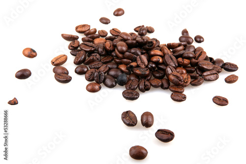 Obraz w ramie Ziarna kawy na białym tle