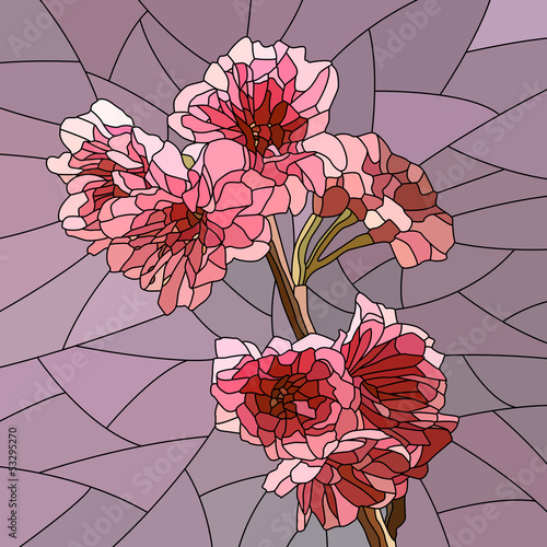 Naklejki witrażowe  wektorowa-ilustracja-czeresniowa-galaz-z-kwiatami