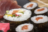 Fototapeta Kwiaty - Sushi rolls closeup