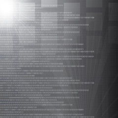 high tech binary number abstract silver background
