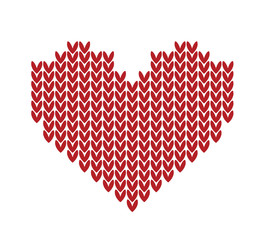 seamless Knitted vector pattern with red heart