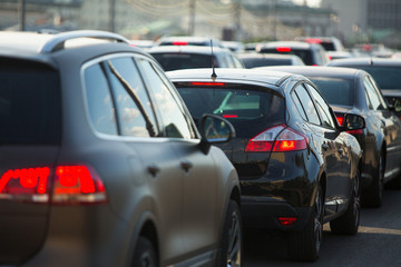 Cars stands in traffic jam