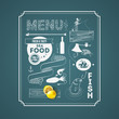 Vector set of design elements for the menu on the chalkboard