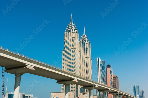 Fototapeta na wymiar High rise buildings and streets in Dubai, UAE