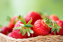 Juicy Ripe Strawberries In Basket