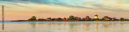 Board z aluminiowym obramowaniem Latarnia morska w archipelagu szwedzkim - panorama
