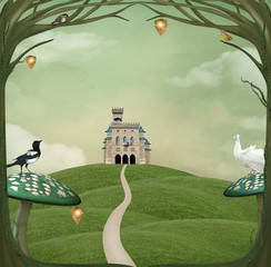 Wall Mural - Wonderland series - Castle over the hill