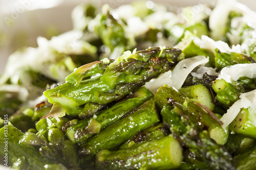 Fototapeta na szkło Healthy Sauteed Chopped Asparagus