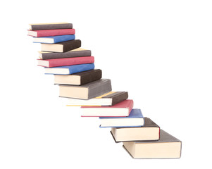 a stair case of books