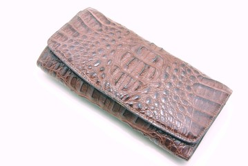 Wallet made of genuine crocodile leather isolated on white