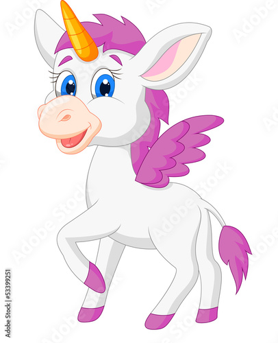 Foto-Plissee - Cute unicorn cartoon (von tigatelu)