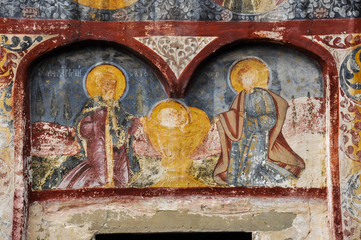 Orthodox painted murals, fresco on a church