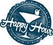 Happy Hour Cocktail Bar Menu Stamp