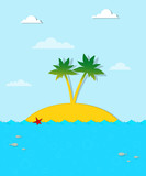 Fototapeta Dinusie - Island with palm trees on the sea
