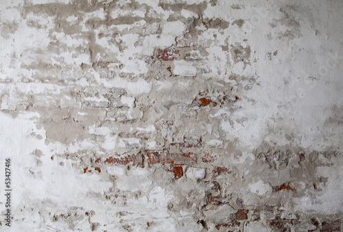 Tapeta ścienna na wymiar Old Red Brick Wall with Cracked Concrete