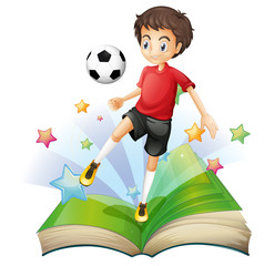 Poster - A book with a boy playing football