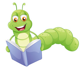 Aufkleber - A smiling worm reading