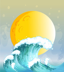 Wall Mural - The big wave and the big sun