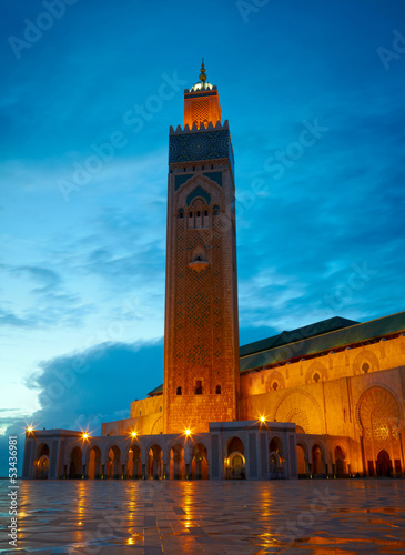 Plakat na papierze fotorealistycznym Hassan ii meczet w Casablanca, Morocco Africa