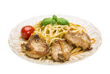 Fototapeta Tęcza - Pork with spaghetti