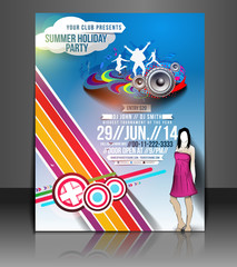 Wall Mural - Summer holiday party flyer, vector