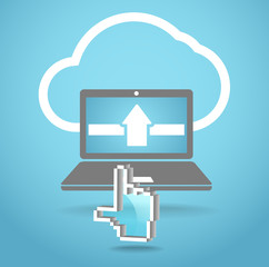Leinwandbilder - Modern laptop and cloud technology abstract illustration