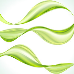 Aufkleber - Set of abstract green wave