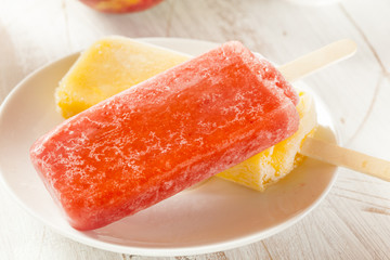 Cold Organic Frozen Strawberry Fruit Popsicle