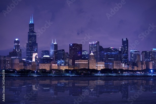 Board z aluminiowym obramowaniem Panorama panoramę Chicago