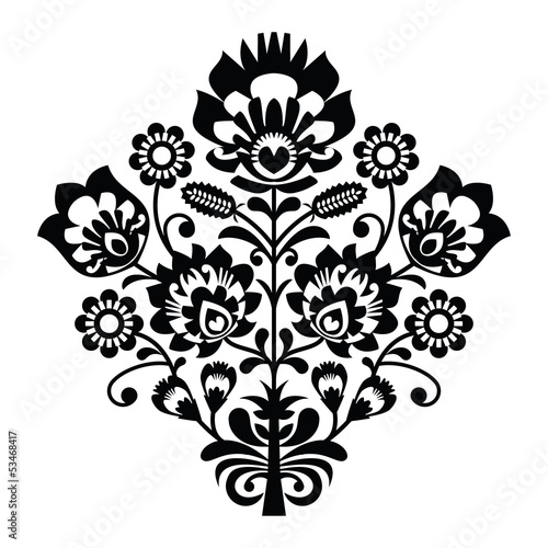 Nowoczesny obraz na płótnie Traditional polish folk pattern in black and white