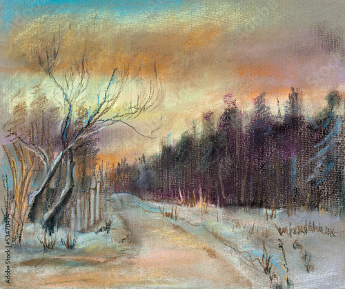 Naklejka - mata magnetyczna na lodówkę Winter sunset