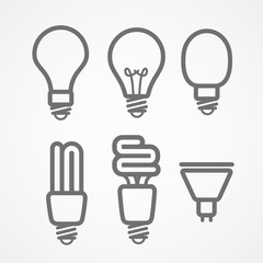 Fototapete - Light lamps icon collection