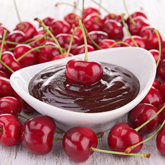 Wall Mural - cherry and chocolate sauce