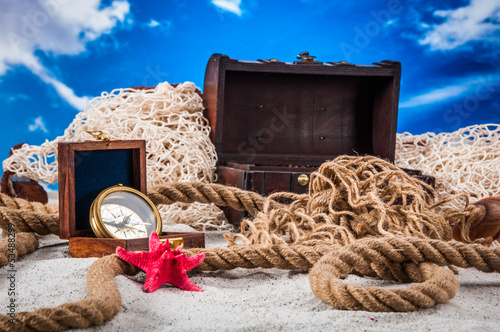 Naklejka dekoracyjna Beach and sea concept with white sand and blue sky