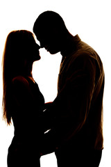 Wall Mural - silhouette couple noses touching