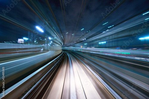 Nowoczesny obraz na płótnie Motion Blur from a Tokyo Monorail