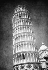 Wall Mural - Vintage image of Leaning tower of Pisa, Italy