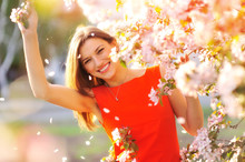Beautiful Spring Girl With Flowers