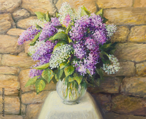 Naklejka na szybę Still life with lilacs