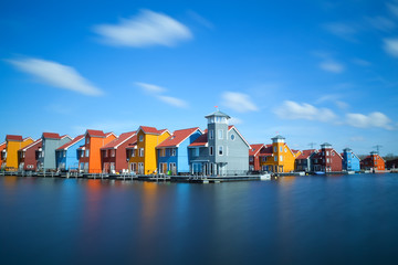 Fototapete - colorful buildings at Reitdiephaven, Groningen
