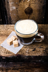 Poster - Black Coffee in  Glass cup with foam